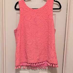 Lilly Pulitzer Pink Floral Lace Tank Top